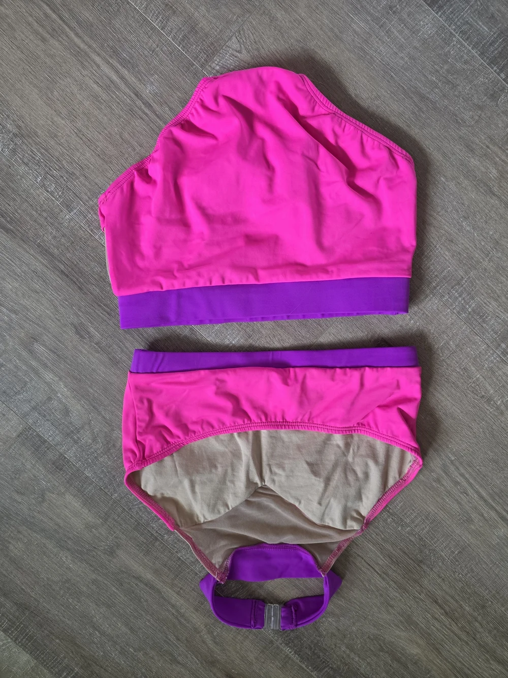 Girls' Bright Pink & Purple High Neck Two-Piece Activewear Dancer Set